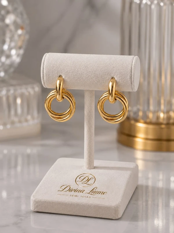 ✨️ Brinco Elos Banhado a Ouro 18K