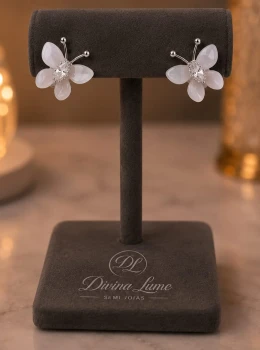 ✨️ Brinco Borboleta Madrepérola com Pedra Zircônia Banhado a Prata 925 ou Ouro 18K