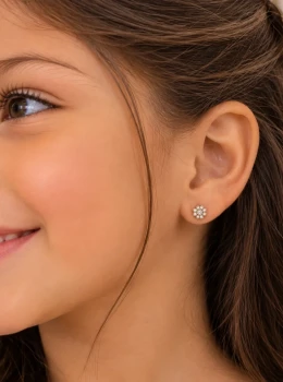 ✨️ Brinco Flor em Zircônias Banhado a Ouro 18K