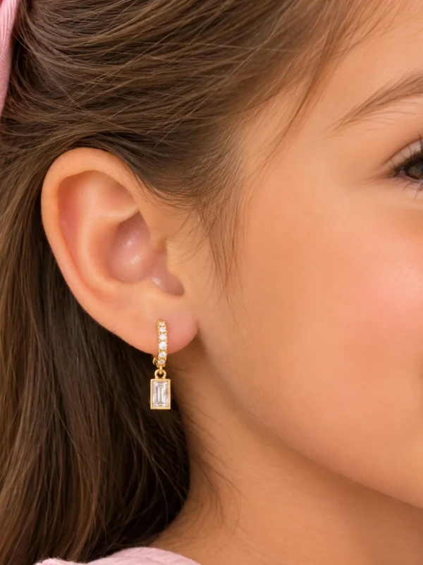 ✨️ Brinco Argola Click Cravejado e Pingente em Zircônia Rosa ou Cristal Banhado a Ouro18K