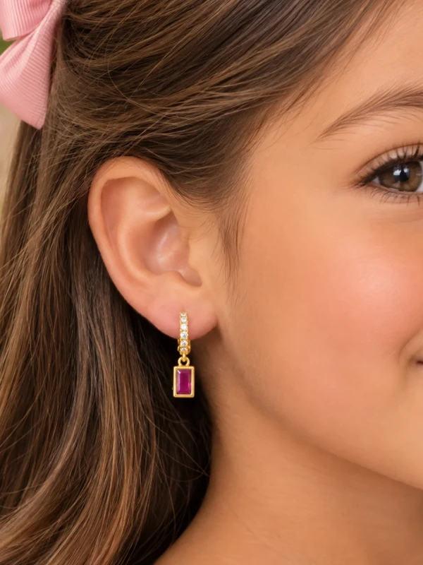 ✨️ Brinco Argola Click Cravejado e Pingente em Zircônia Rosa ou Cristal Banhado a Ouro18K