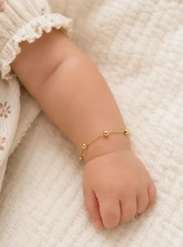 ✨️ Pulseira Bebê Bolinhas Banhada a Ouro 18K
