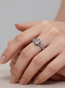 ✨️ Anel Diamante Redondo com Zircônias Banhado a Prata 925 - Nº 19