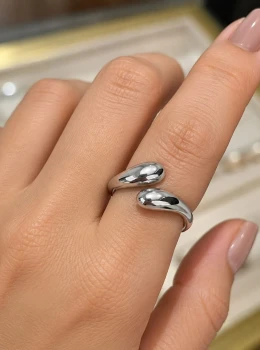 ✨️ Anel Regulável Gota Banhado a Prata 925 ou Ouro 18K