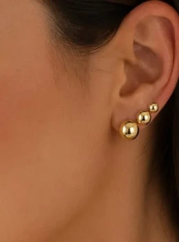 ✨️ Trio de Brincos Esferas Banhado a Ouro 18K