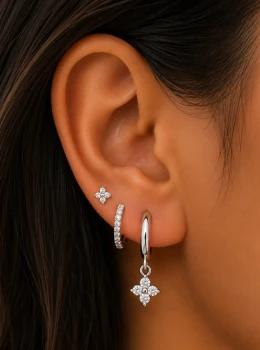✨ Trio de Brincos Zircônias Banhado a Prata 925