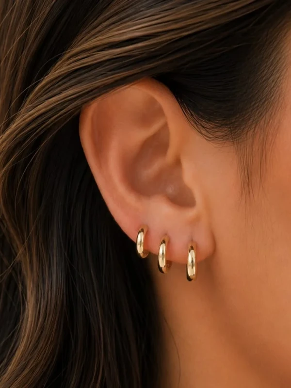 ✨️ Trio de Argolas Banhado a Ouro 18K Antialérgico