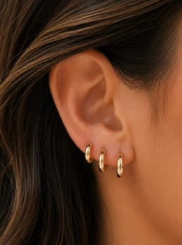 ✨️ Trio de Argolas Banhado a Ouro 18K Antialérgico