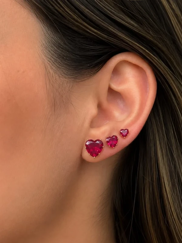 ✨️ Trio Coração Zircônia Banhado a Ouro 18K