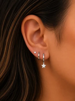 ✨️ Trio de Brincos Pingente Estrela Banhado a Prata 925 ou Dourado 18K