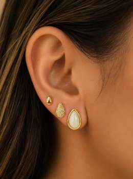 ✨️ Trio de Brincos Gotas Banhado a Ouro 18K