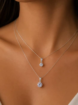 ✨️ Colar Duplo Ponto de Luz Banhado a Prata 925