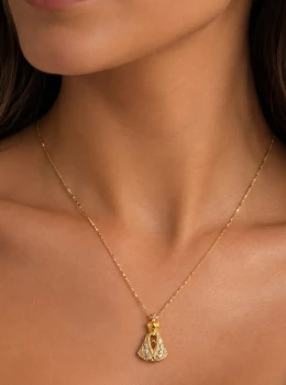 ✨️ Colar Nossa Senhora Aparecida Cravejado em Microzircônias Banhado a Ouro 18K