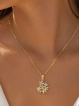 ✨️ Colar Árvore da Vida com Zircônias Cravejadas Banhado a Ouro 18K