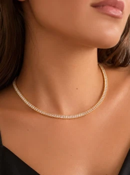 ✨️ Colar Choker Strass Zircônias Riviera Banhado a Ouro 18k