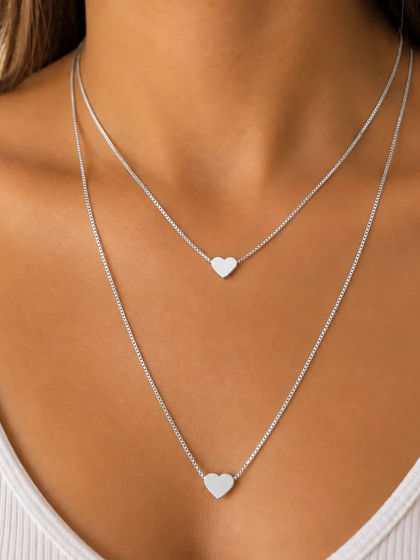 ✨️ Colar Duplo Coração Banhado a Ouro 18k ou Prata 925