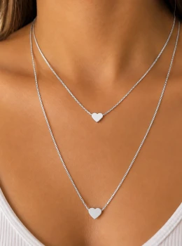 ✨️ Colar Duplo Coração Banhado a Ouro 18k ou Prata 925