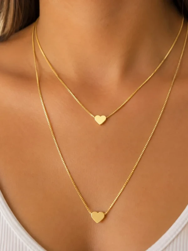 ✨️ Colar Duplo Coração Banhado a Ouro 18k ou Prata 925