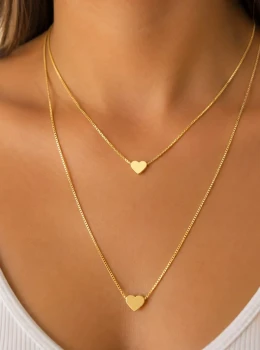 ✨️ Colar Duplo Coração Banhado a Ouro 18k ou Prata 925