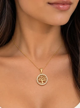 ✨️ Colar Pingente Árvore da Vida com Zircônia Banhado a Ouro a 18K