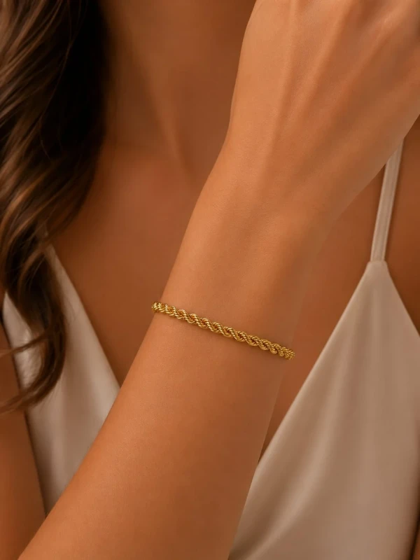 ✨️ Pulseira Cordão Baiano Banhada a Ouro 18K