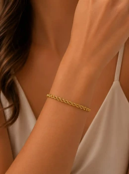 ✨️ Pulseira Cordão Baiano Banhada a Ouro 18K