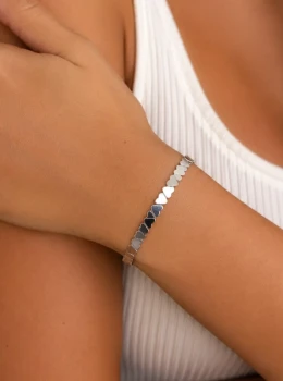 ✨️ Bracelete Corações em Aço Inox Prata