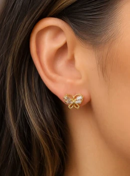 ✨️ Brinco Borboleta Zircônia Banhado a Ouro 18K