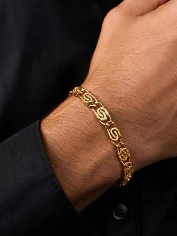 ✨️ Pulseira Masculina Grossa Banhada Ouro 18k Modelo Piastrine