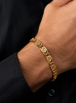 ✨️ Pulseira Masculina Grossa Banhada Ouro 18k Modelo Piastrine