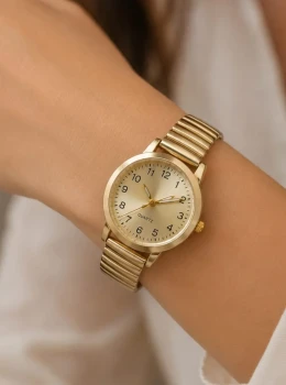 ✨️ Relógio Pulseira Elástica Aço Inox Dourado