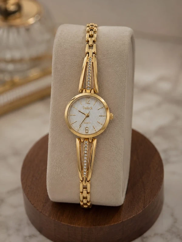 ✨️ Relógio De Quartzo Pulseira Aço Inoxidável Dourado Detalhe Strass