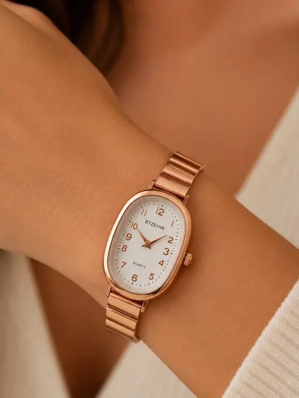 ✨️ Relógio De Quartzo Oval Rose Pulseira em Aço Inoxidável