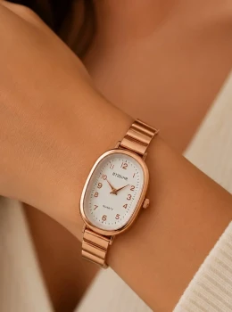 ✨️ Relógio De Quartzo Oval Rose Pulseira em Aço Inoxidável
