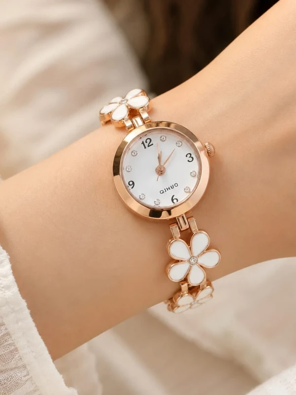 ✨️ Relógio Floral Pulseira Versátil de Aço