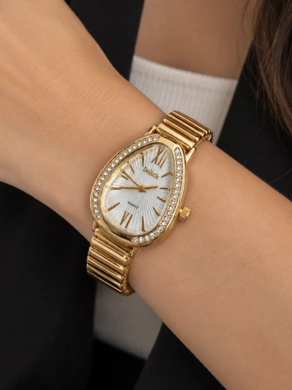 ✨️ Relógio Oval Pulseira Elástica Dourada