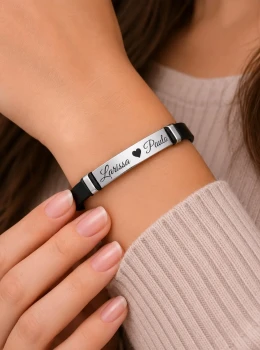 ✨️ Pulseira Personalizada Frase ou Nome em Aço Inox Prata ou Dourada