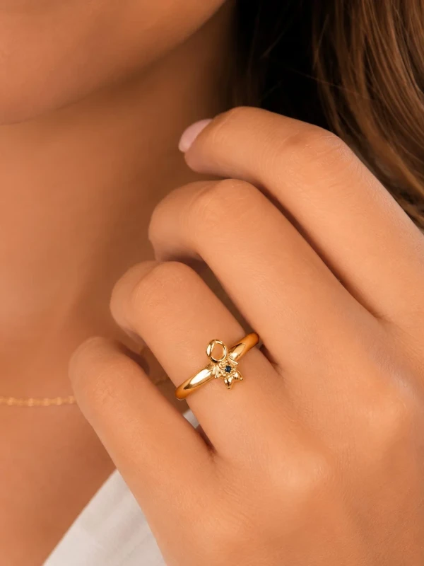 ✨️ Anel de Filhos Regulável Zircônia Colorida Menino Banhado a Ouro 18K