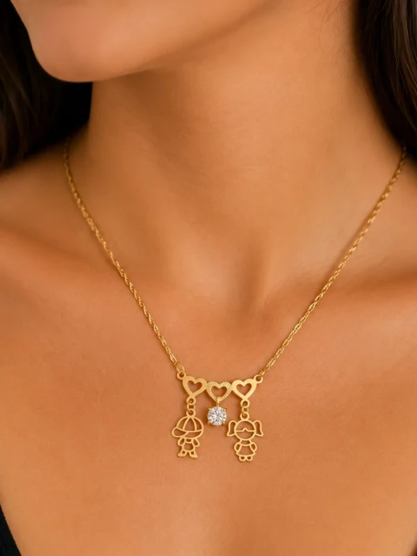 ✨️ Colar Filhos Pingente Zircônia Banhado a Ouro 18K