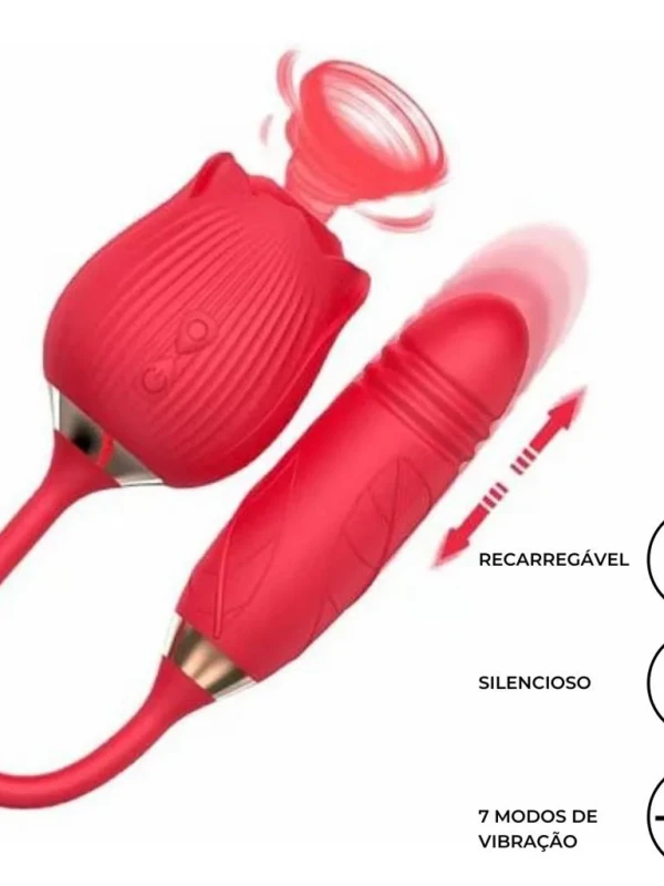 Sophie Vibrador Formato de Rosa com 10 Modos de Vibração, Vai e Vem e Pulsação