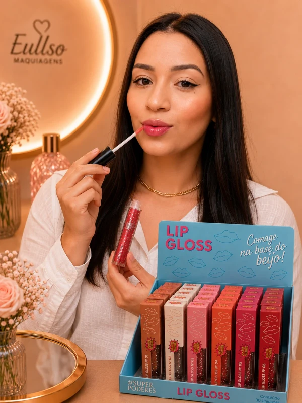 Lip Gloss Comigo na Base do Beijo