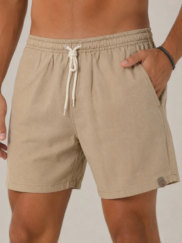 Bermuda Masculina Linho Fio Tinto COR CARAMELO