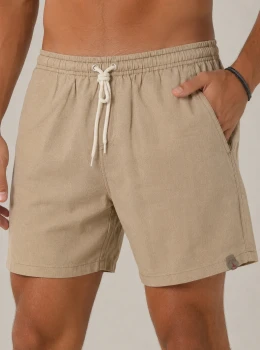Bermuda Masculina Linho Fio Tinto COR CARAMELO