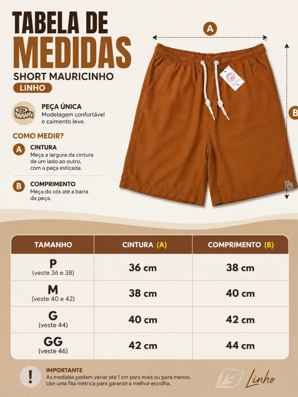 Bermuda Masculina Linho Fio Tinto COR CARAMELO
