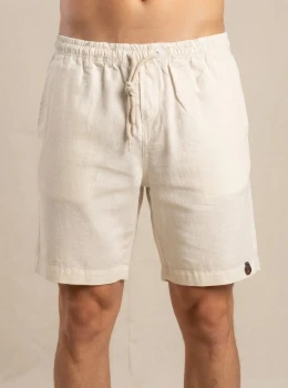 Bermuda Mauricinho Linho Fio Tinto COR BRANCA Masculina