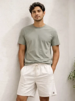 Bermuda Mauricinho Linho Fio Tinto COR BRANCA Masculina
