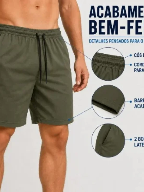 Bermuda Tactel COR  VERDE MILITAR Masculina (Cópia) (Cópia)