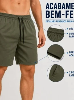 Bermuda Tactel COR  VERDE MILITAR Masculina (Cópia) (Cópia)