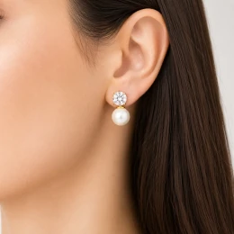 Brinco Pérola Semijoia Elegância Clássica