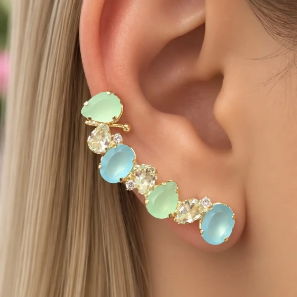 Brinco Ear Cuff com Pedraria Delicada